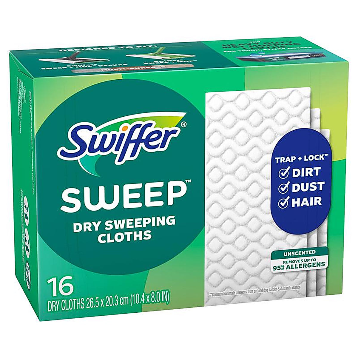Swiffer 31821 10.4 in. W x 8 in. L Dry Cloth Mop Pad 16/Pack