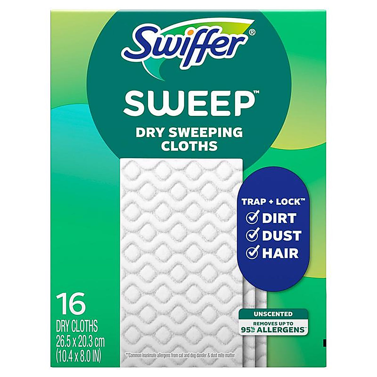 Swiffer 31821 10.4 in. W x 8 in. L Dry Cloth Mop Pad 16/Pack
