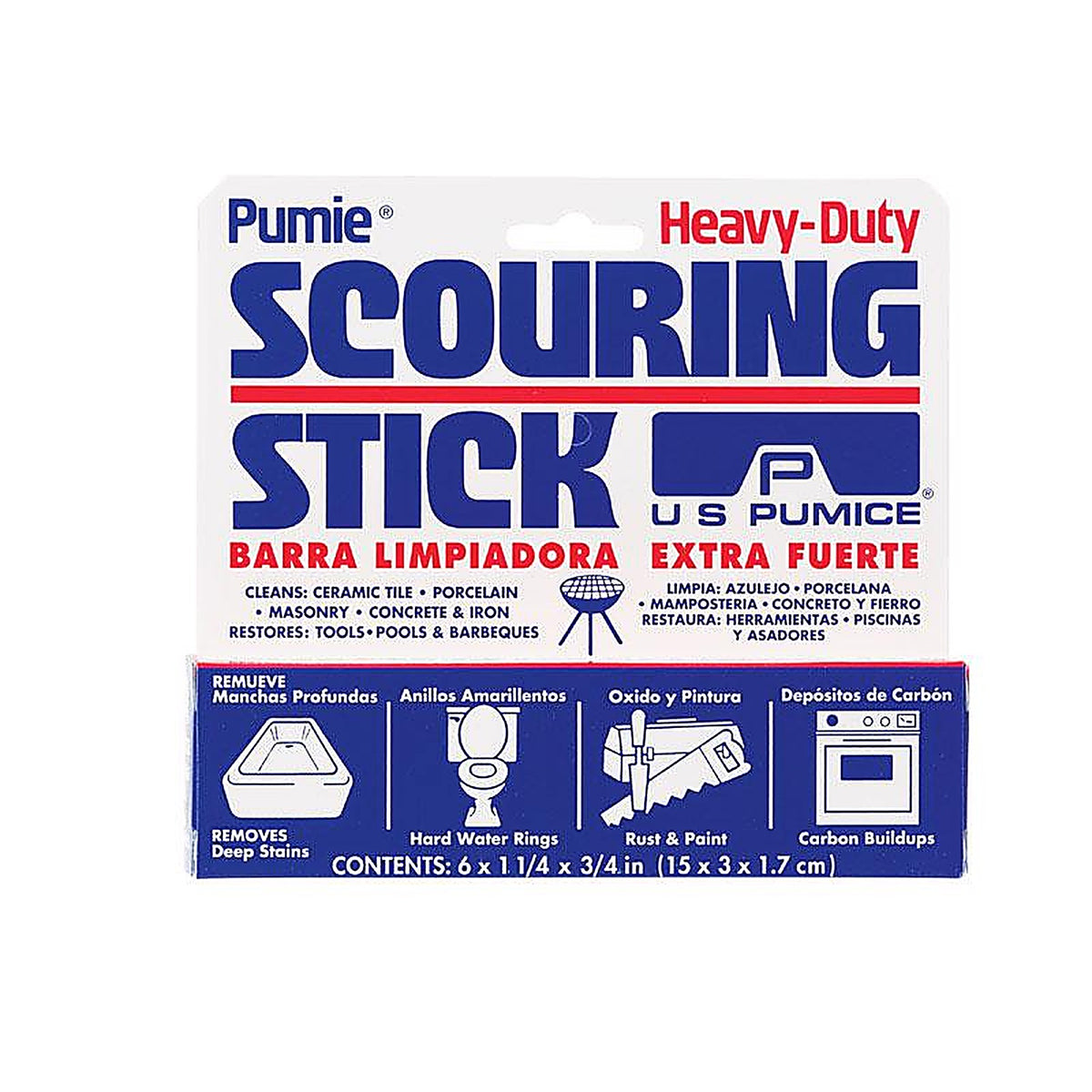 U.S. Pumice HDW-12 Pumie Heavy Duty Scouring Stick For Bath/Toilet 6 in. L 1/Pack