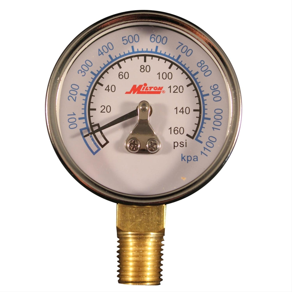 Milton 1194 Gage 1/4" NPT, 0-160 PSI Bottom Mount