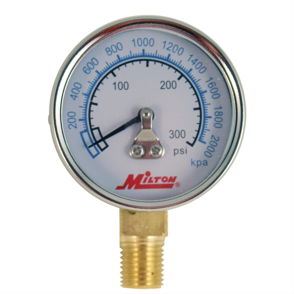 Milton 1195 Gage 1/4" NPT, 0-300 PSI Bottom Mount
