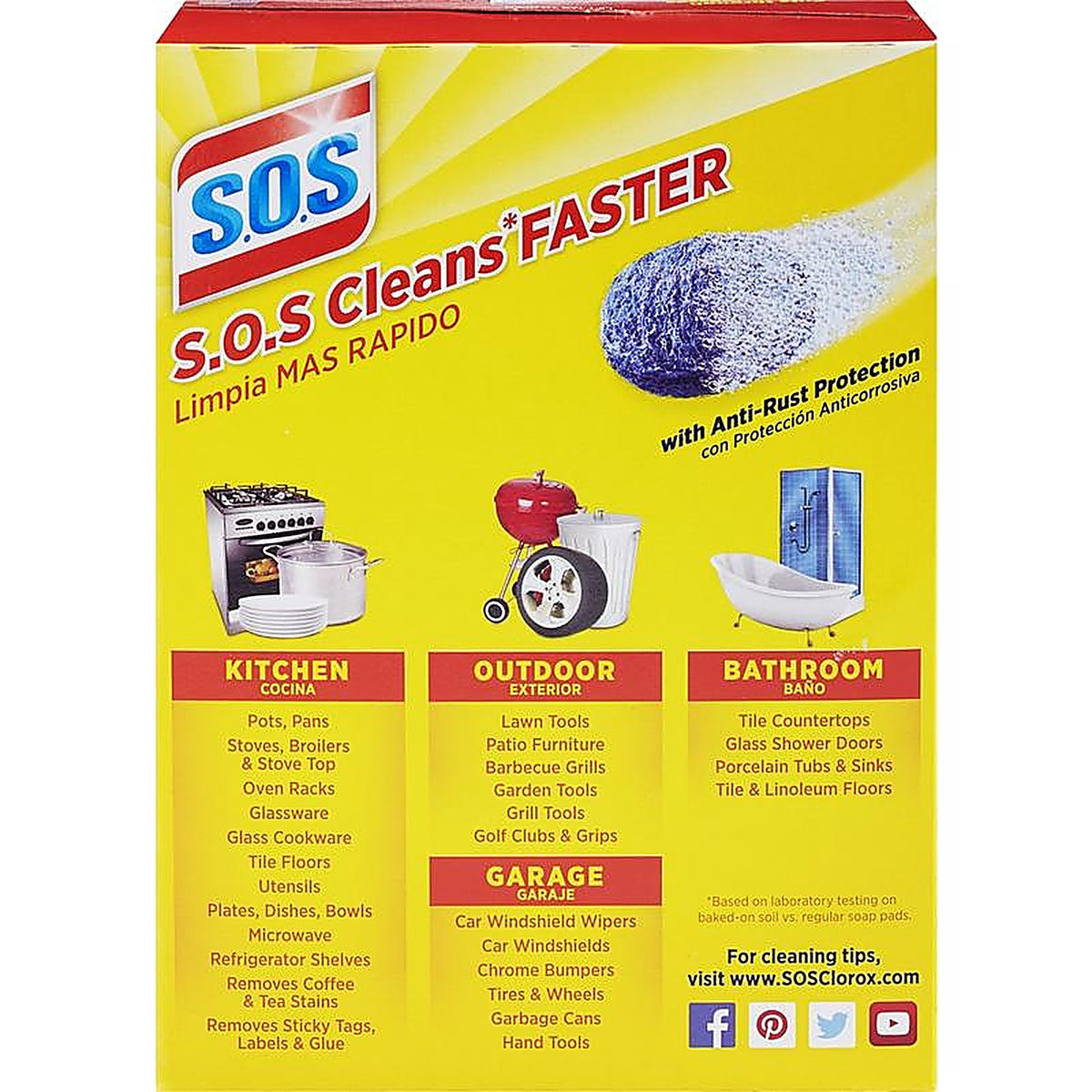 S.O.S. 98021 Heavy Duty Steel Wool Pads For Multi-Purpose 18/Pack