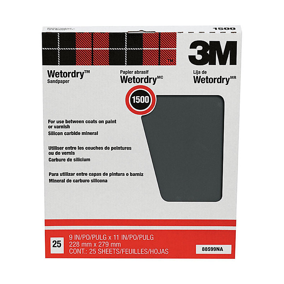 3M 88599 11 in. L x 9 in. W 1,500 Grit Silicon Carbide Sandpaper 25/Pack