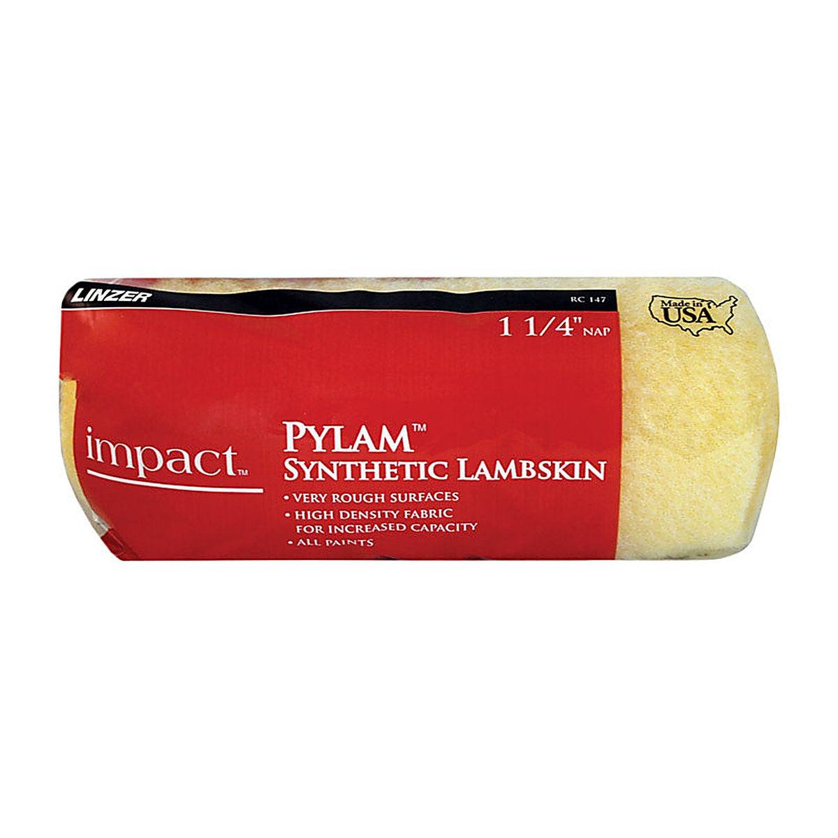 Linzer RC147 Impact Pylam Synthetic Lambskin 9 in. W x 1-1/4 in. Regular Paint Roller Cover 1/Pack