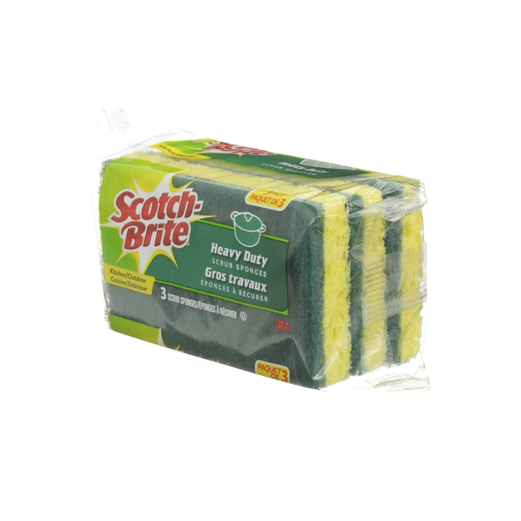 3M HD-3 Scotch-Brite Heavy Duty Sponge For Pots and Pans 4.5 in. L 3/Pack