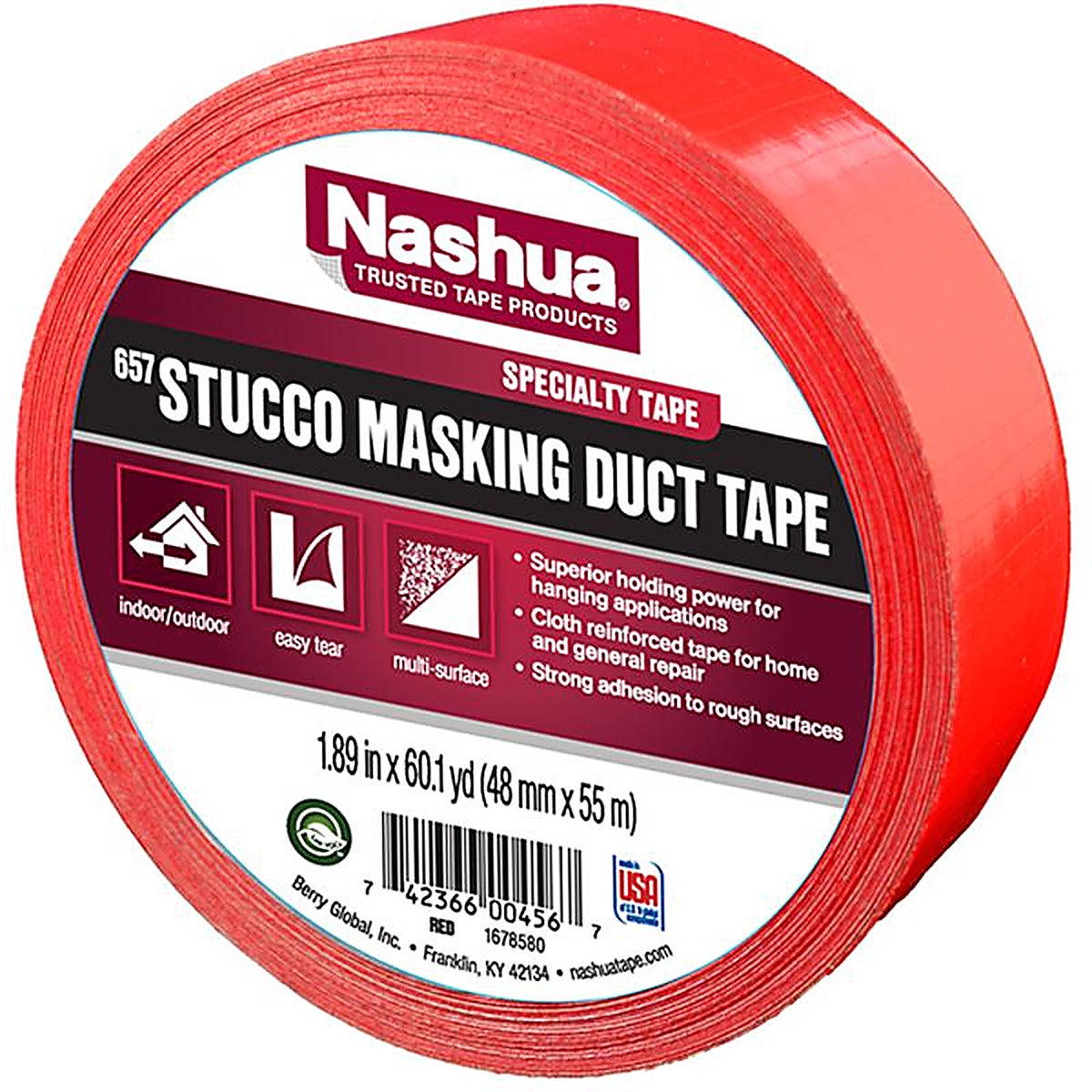 Nashua 1086914 1.89 in. W x 60 L Red Regular Strength Masking Tape 1/Pack