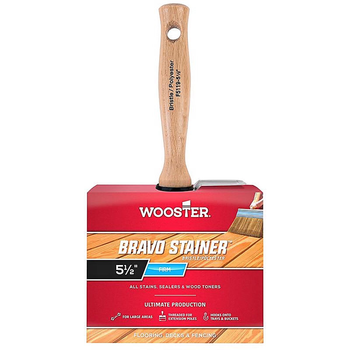 Wooster F5119-5-1/2 Bravo Stainer 5-1/2 in. W Flat Paint Brush