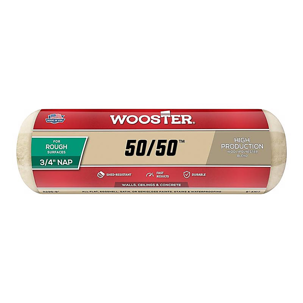 Wooster R296-9 50/50 Lambswool Polyester 9 in. W x 3/4 in. Paint Roller Cover 1/Pack