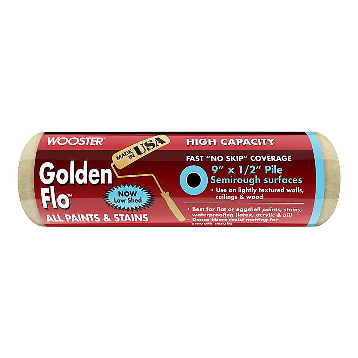 Wooster RR661-9 Golden Flo Fabric 9 in. W x 1/2 in. Paint Roller Cover 1/Pack