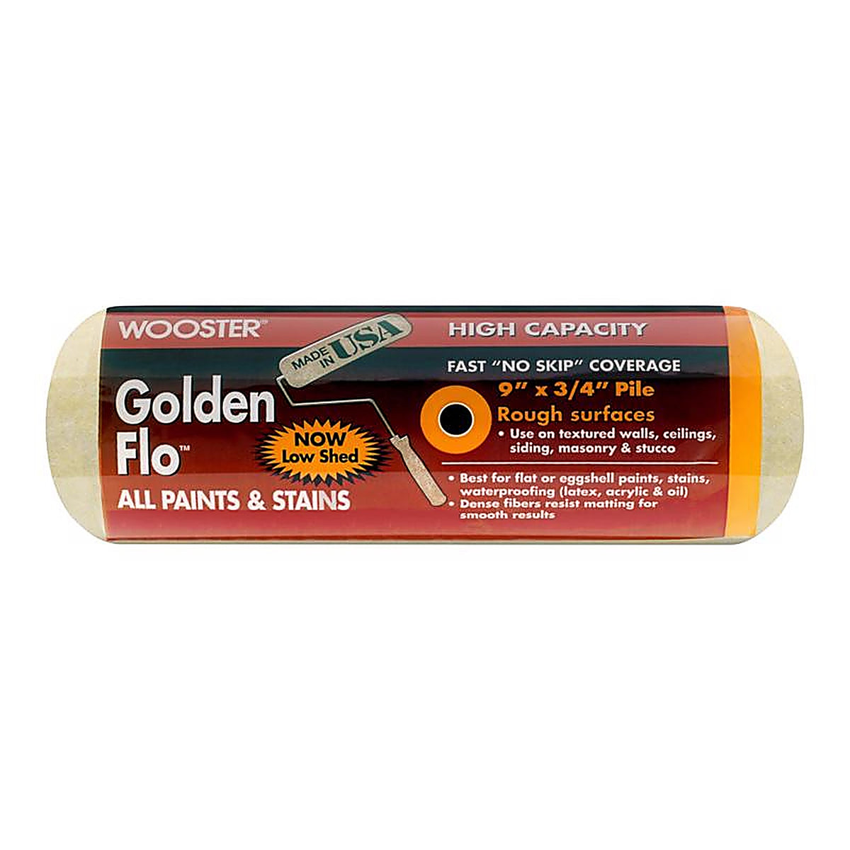 Wooster RR662-9 Golden Flo Fabric 9 in. W x 3/4 in. Paint Roller Cover 1/Pack