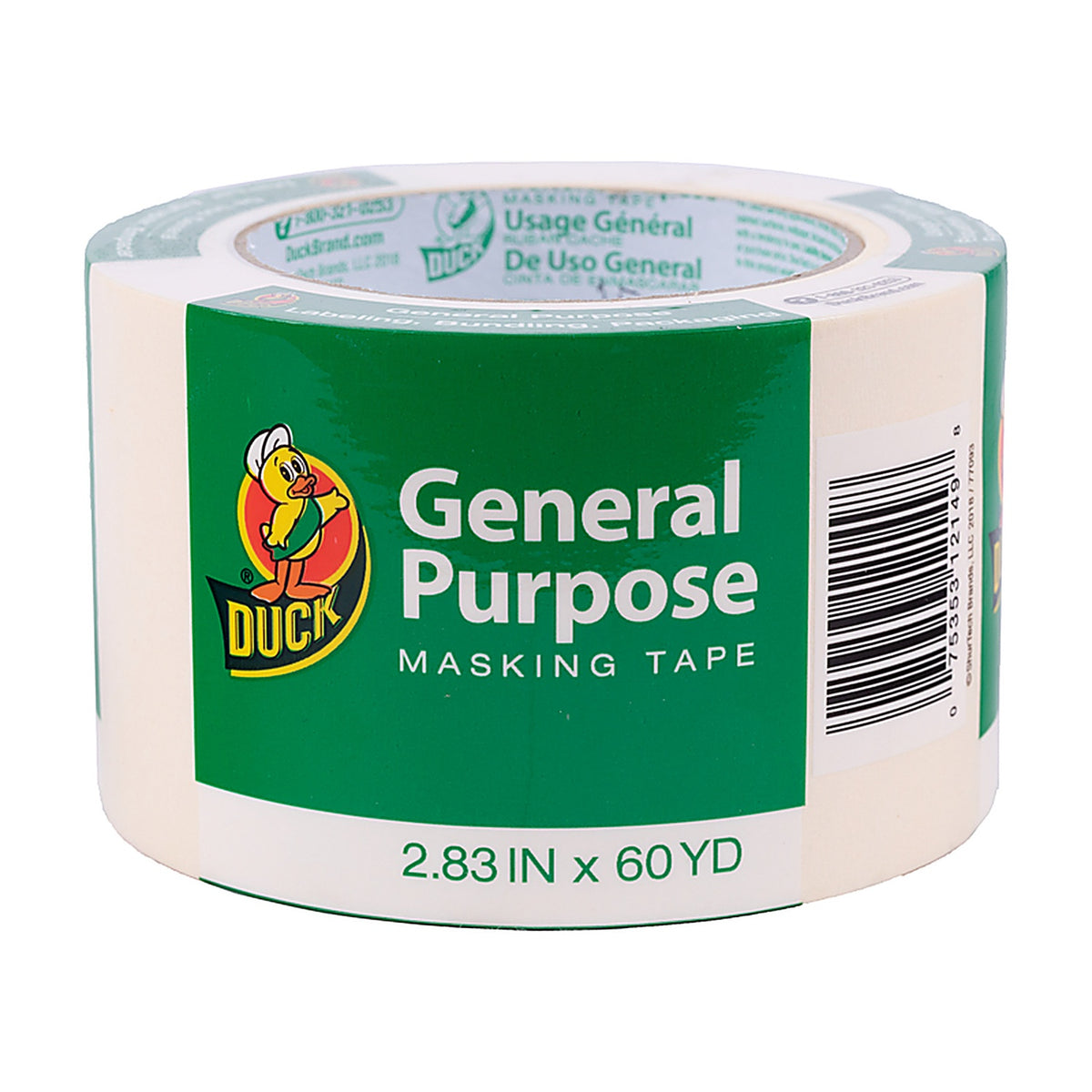 Duck 286505 2.83 in. W x 60 yd. L Tan Regular Strength Masking Tape 1/Pack