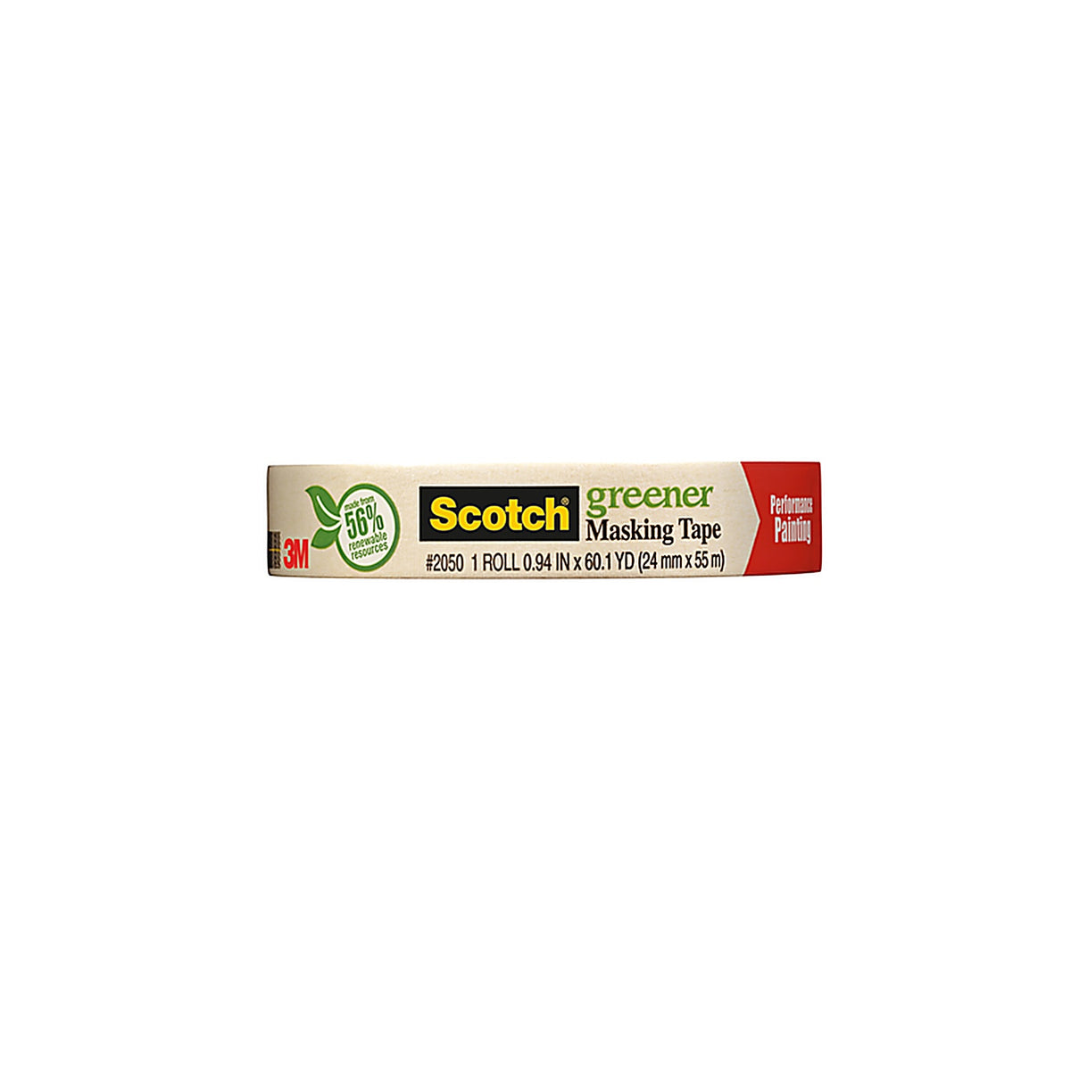 3M 2050-24A Scotch 0.94 in. W x 60.1 yd. L Beige Medium Strength Masking Tape 1/Pack
