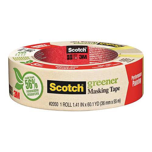 3M 2050-36A Scotch 1.41 in. W x 60.1 yd. L Tan Medium Strength Masking Tape 1/Pack