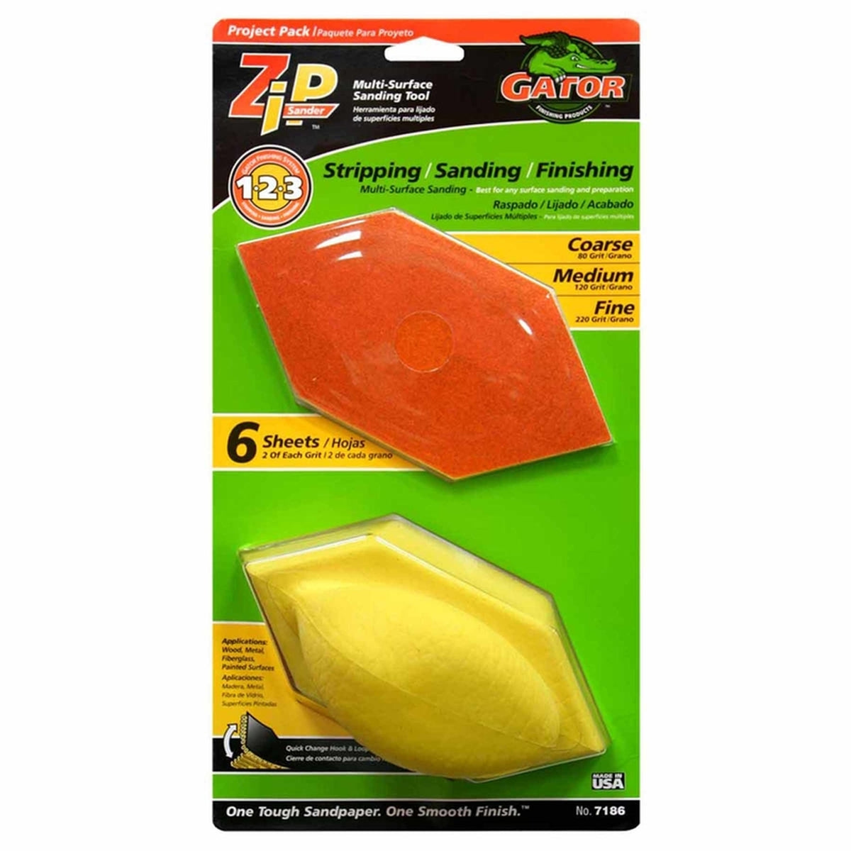 Gator 7186 Zip 3 in. W x 6 in. L Assorted Grit Sanding Block Kit