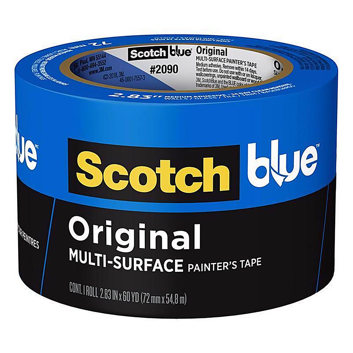 3M 2090-72NC ScotchBlue 2.83 in. W x 60 yd. L Blue Medium Strength Original Painter's Tape 1/Pack