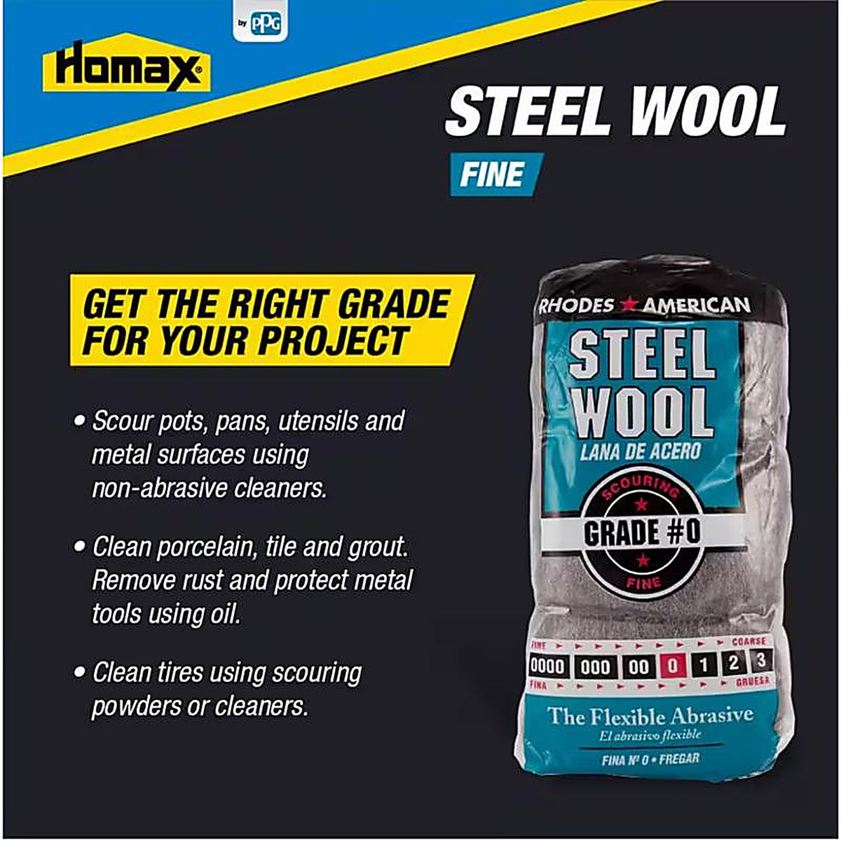 Rhodes American 10121110 0 Grade Fine Steel Wool Pad 12/Pack