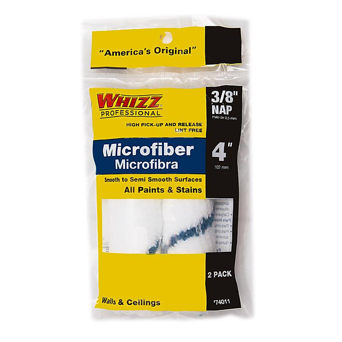 Whizz 74011 Xtrasorb Microfiber 4 in. W x 3/8 in. Mini Paint Roller Cover 2/Pack
