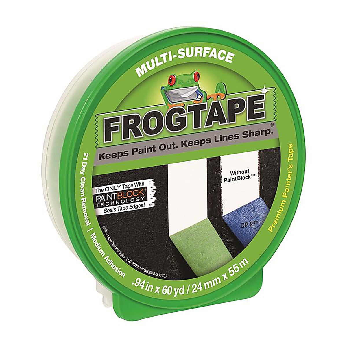 Frogtape 1358463 0.94 in. W x 60 yd. L Green Medium Strength Painter's Tape 1/Pack
