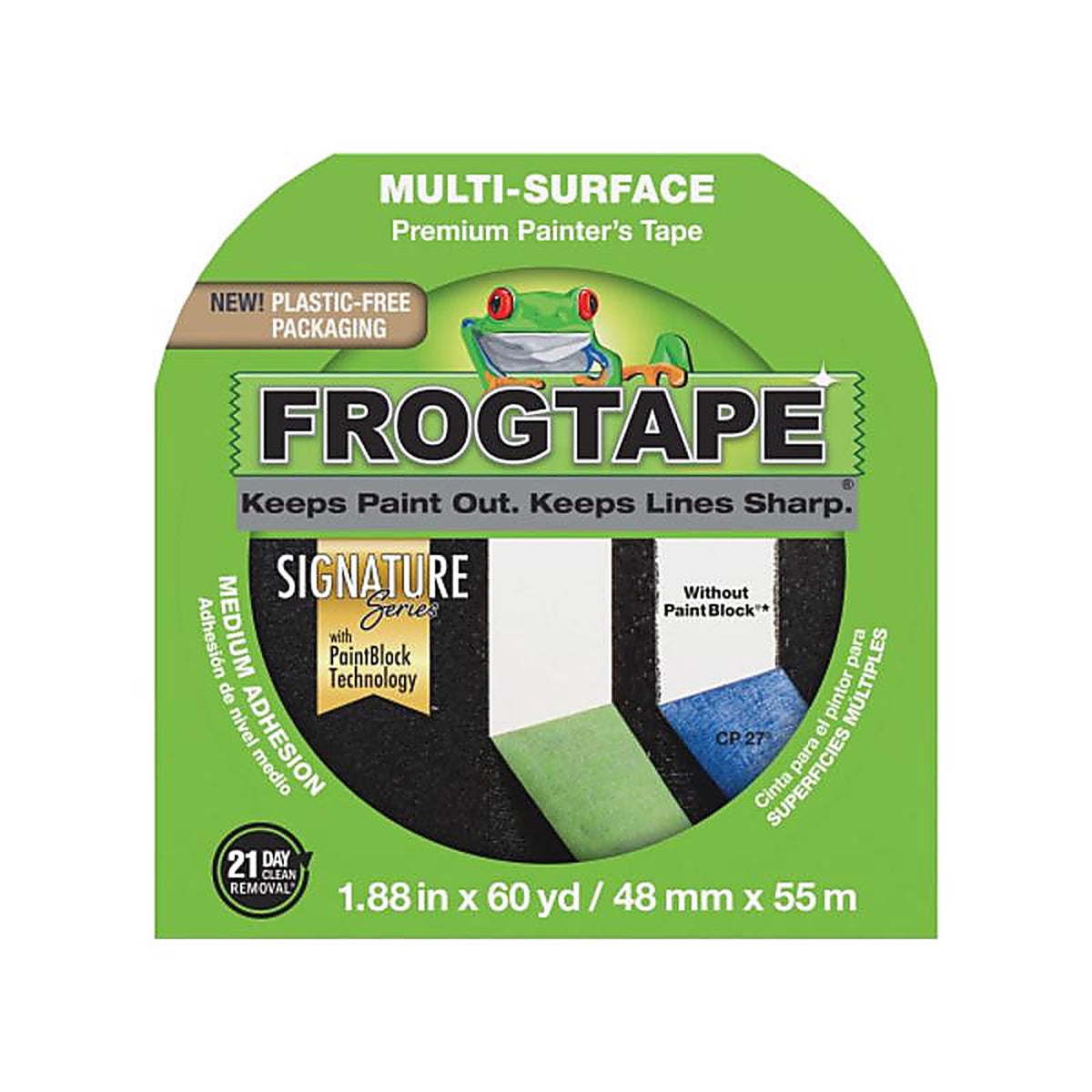 Frogtape 1358464 1.88 in. W x 60 yd. L Green Medium Strength Painter's Tape 1/Pack