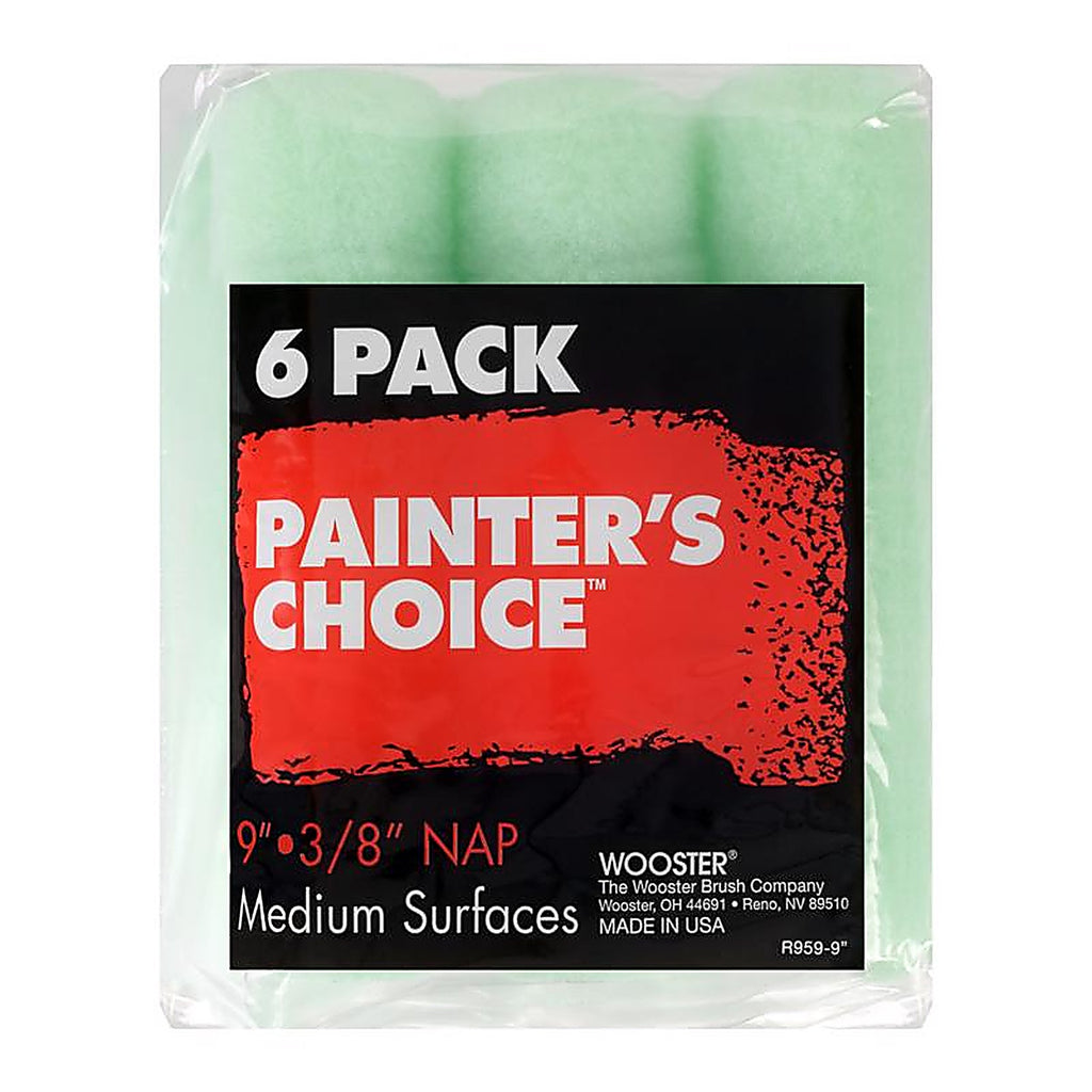 Wooster R959-9 Painter's Choice Fabric 9 in. W x 3/8 in. Paint Roller Cover 6/Pack