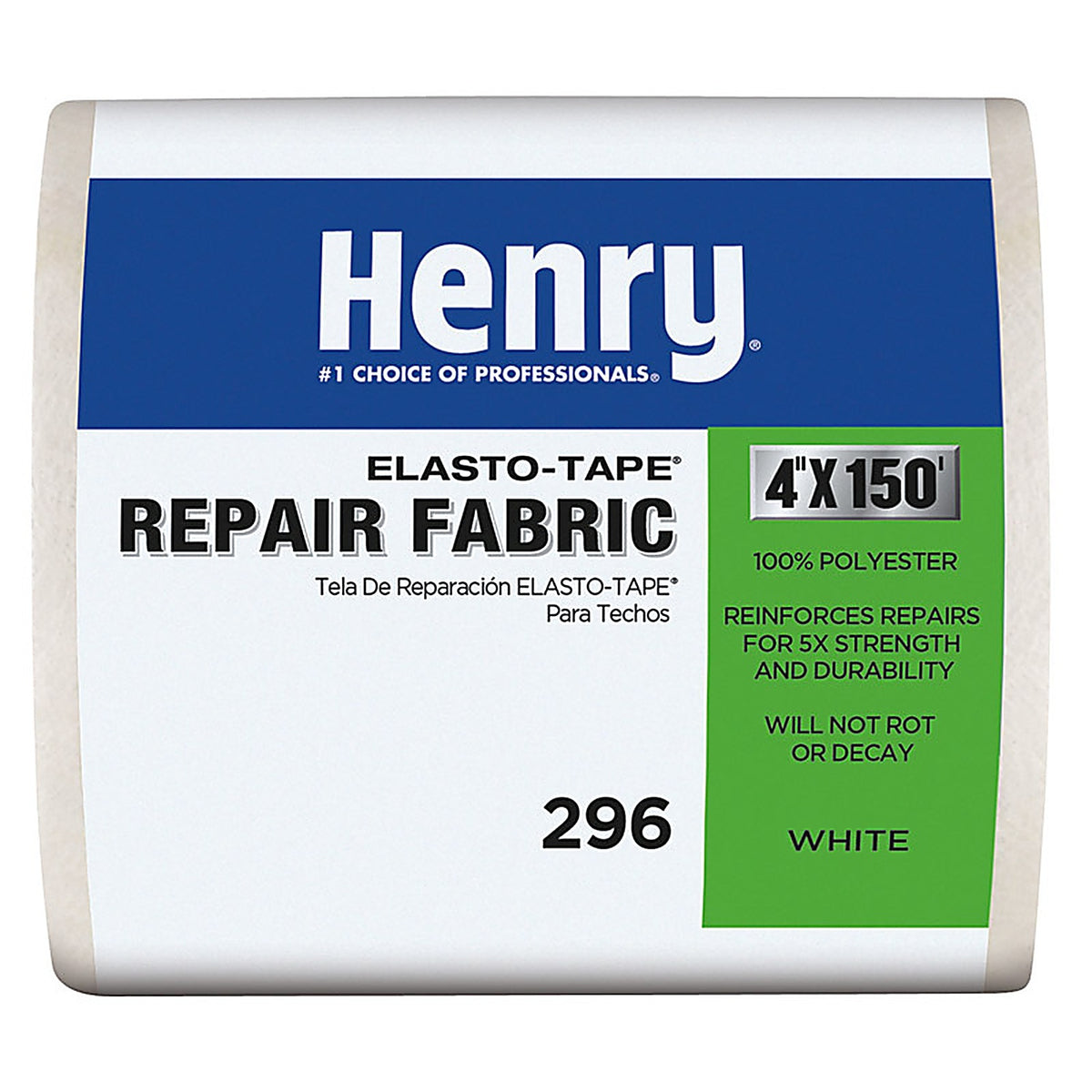 Henry HE296195 Smooth White Elasto-Tape Roofing Fabric 4 in. x 150 ft.