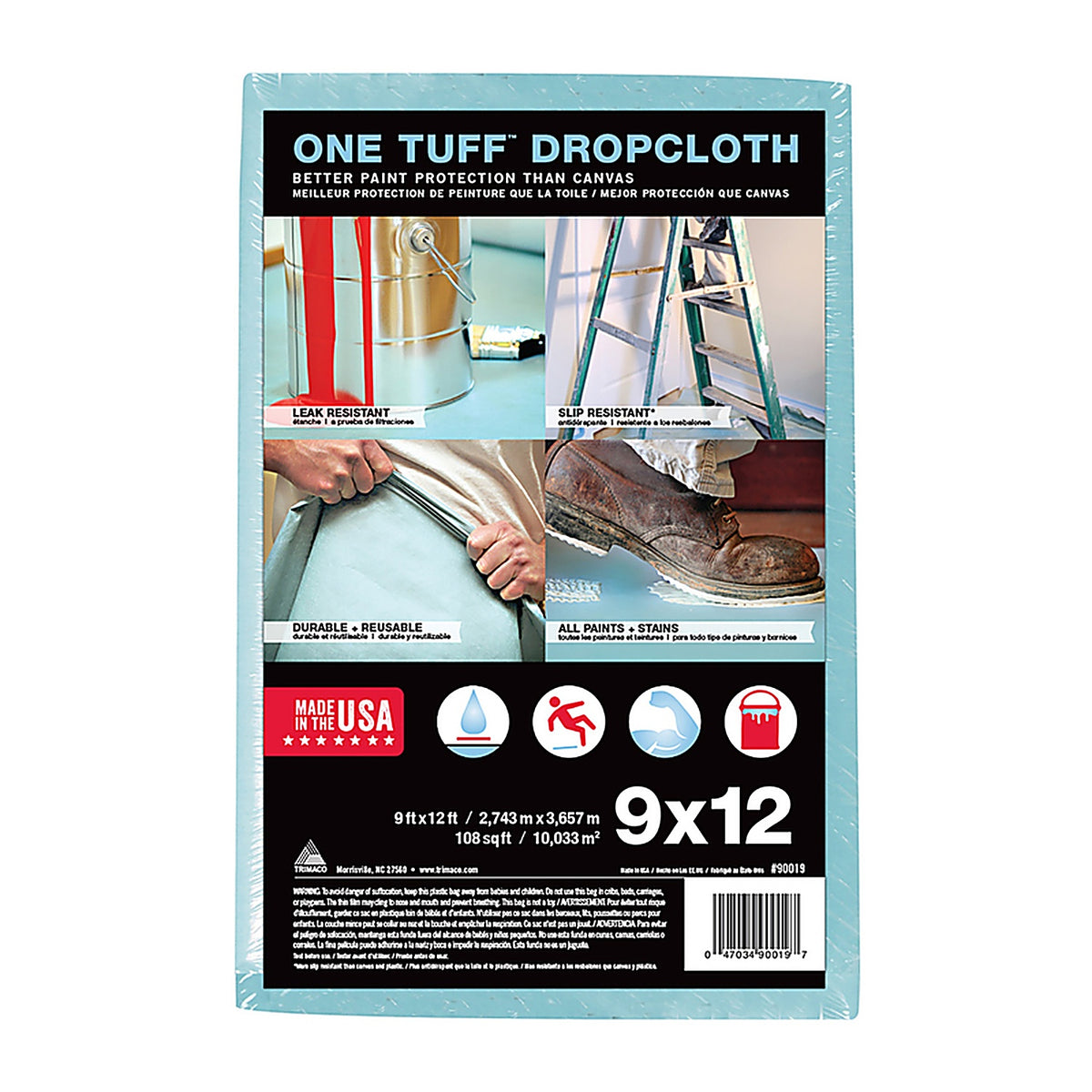 Trimaco 90019 One Tuff 9 ft. W x 12 ft. L Drop Cloth 1/Pack