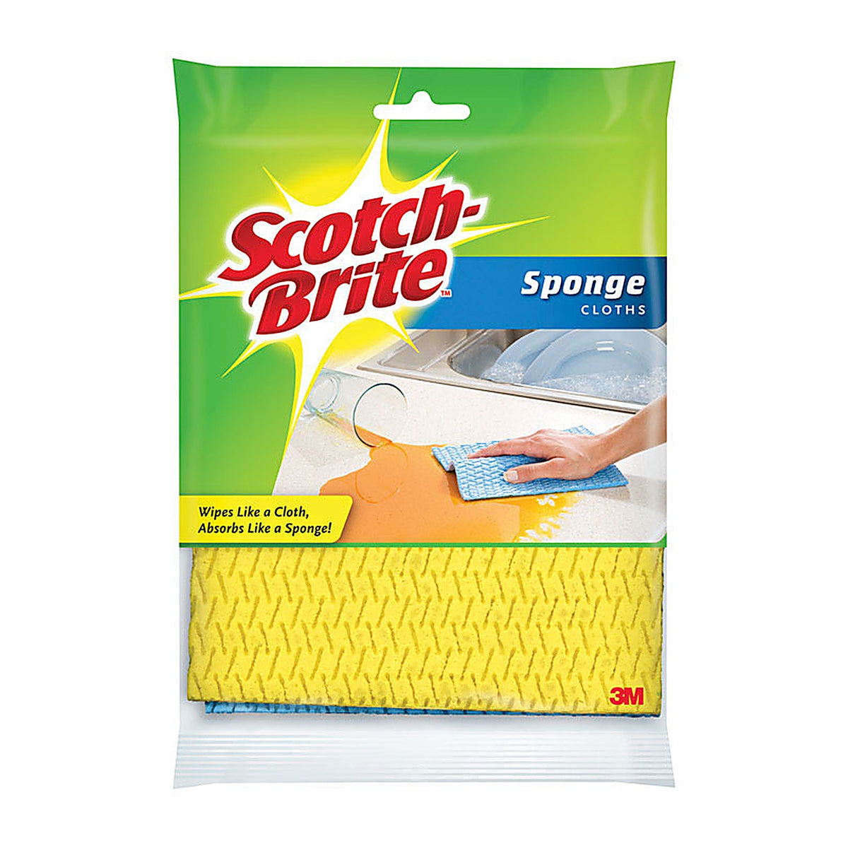 3M 9055 Scotch-Brite Delicate, Light Duty Sponge Cloths For All Purpose 6.8 in. L 2/Pack