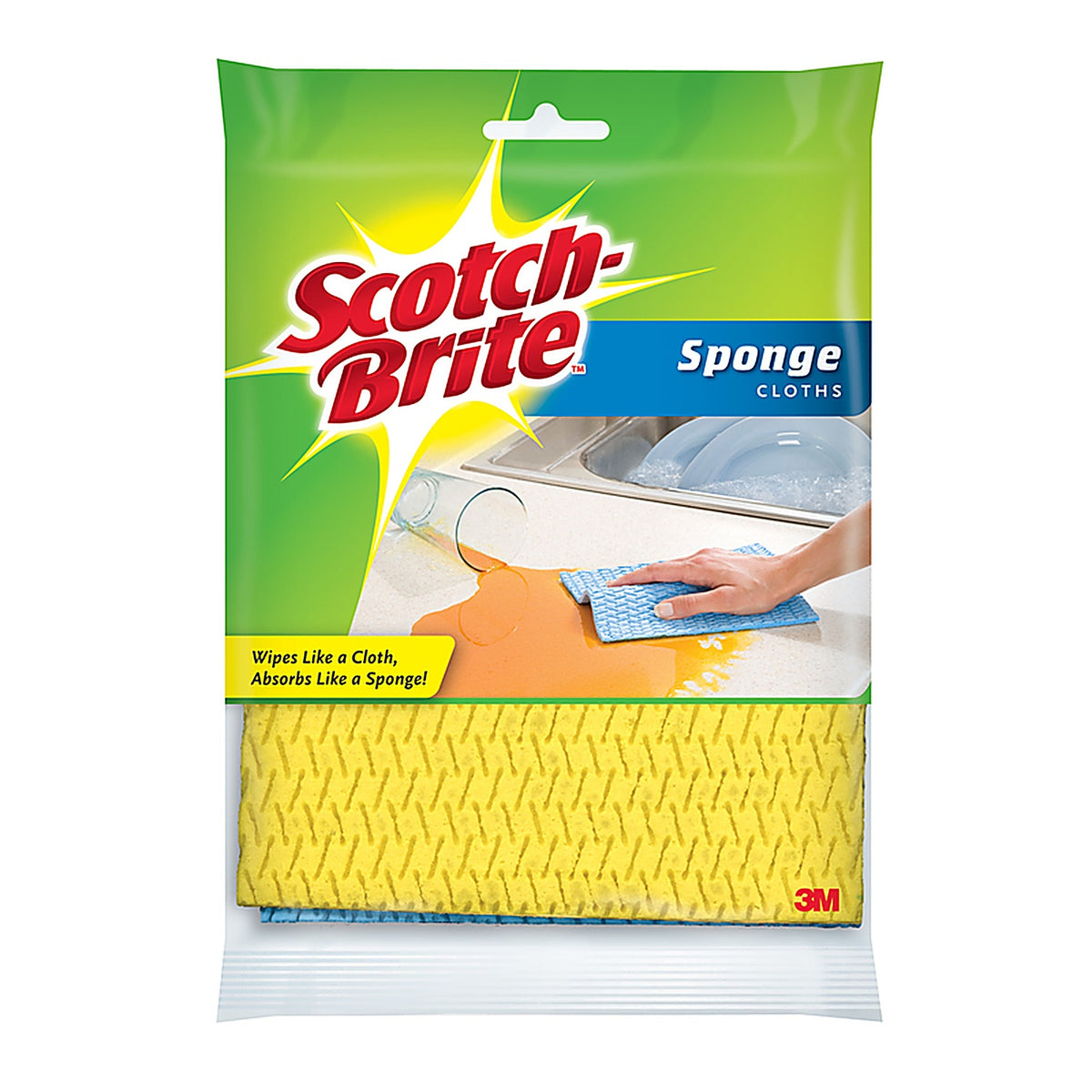 3M 9055 Scotch-Brite Delicate, Light Duty Sponge Cloths For All Purpose 6.8 in. L 2/Pack