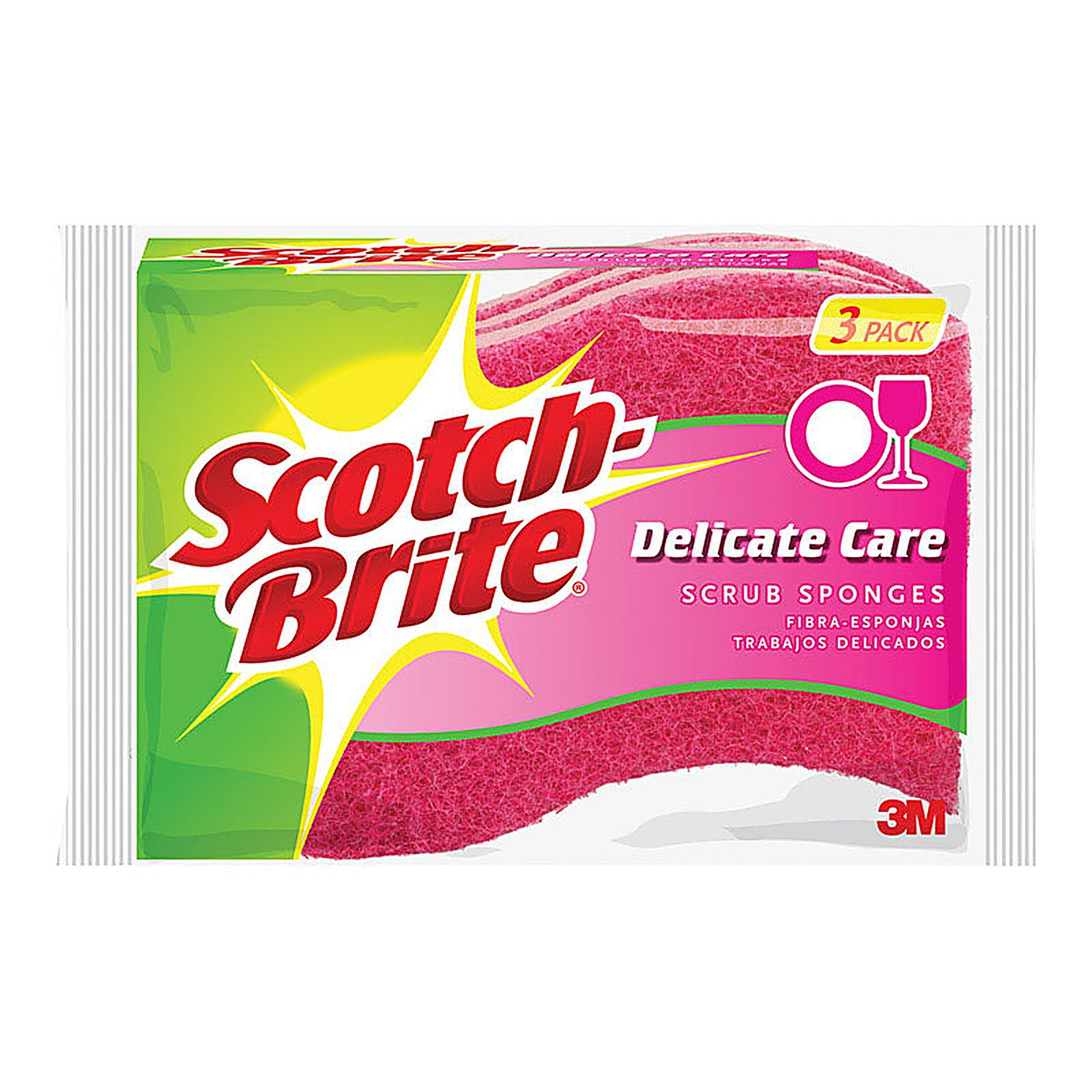 3M DD-3-8 Scotch-Brite Delicate, Light Duty Sponge For Multi-Purpose 4.4 in. L 3/Pack