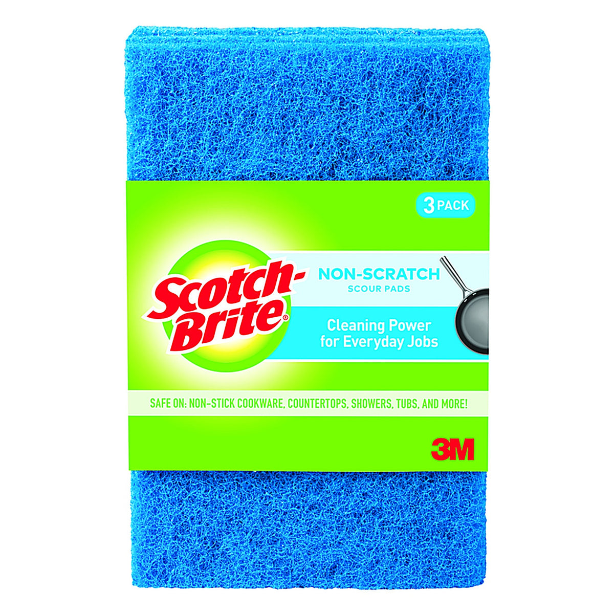 3M 623-10 Scotch-Brite Non-Scratch Scouring Pad For Multi-Purpose 6 in. L 3/Pack