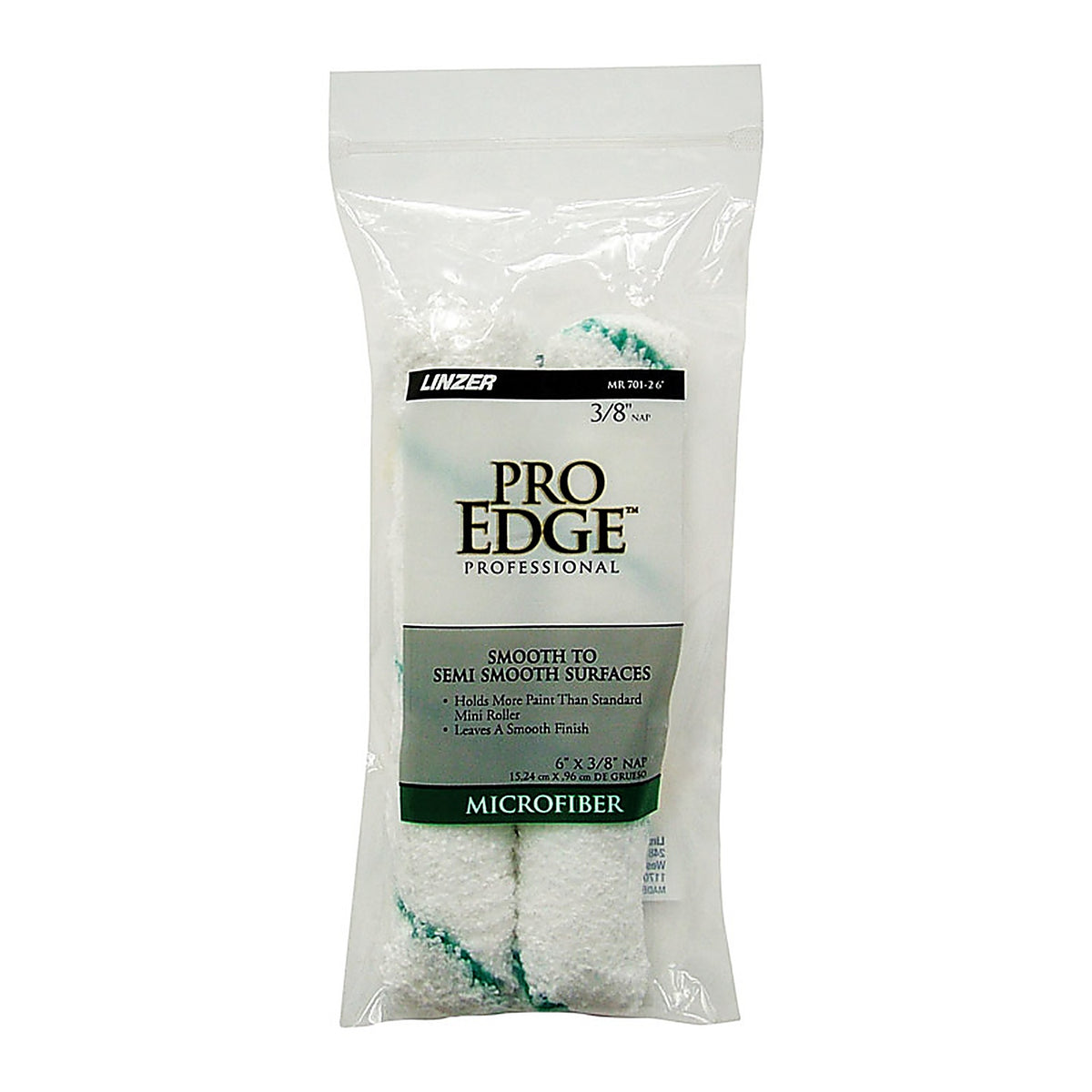 Linzer MR701-2 6 Pro Edge Microfiber 6 in. W x 3/8 in. Mini Paint Roller Cover 2/Pack