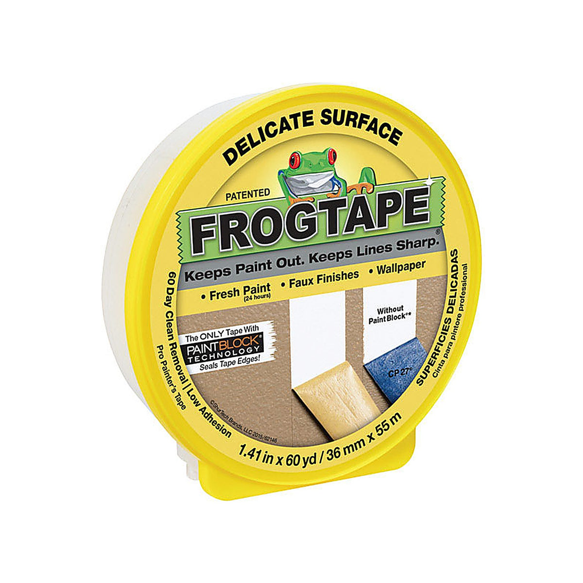 Frogtape 280221 1.41 in. W x 60 yd. L Yellow Low Strength Painter's Tape 1/Pack