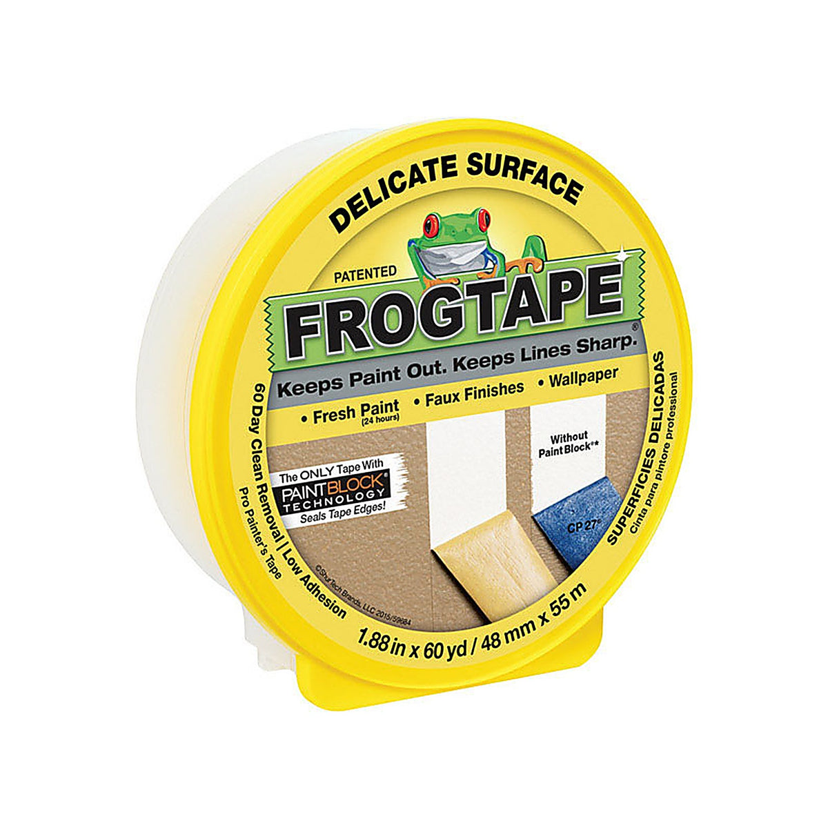 Frogtape 280222 1.88 in. W x 60 yd. L Yellow Low Strength Painter's Tape 1/Pack