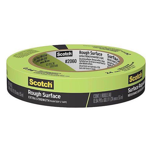 3M 2060-24AP Scotch Rough Surface 0.94 in. W x 60 yd. L Green Extra Strength Masking Tape 1/Pack