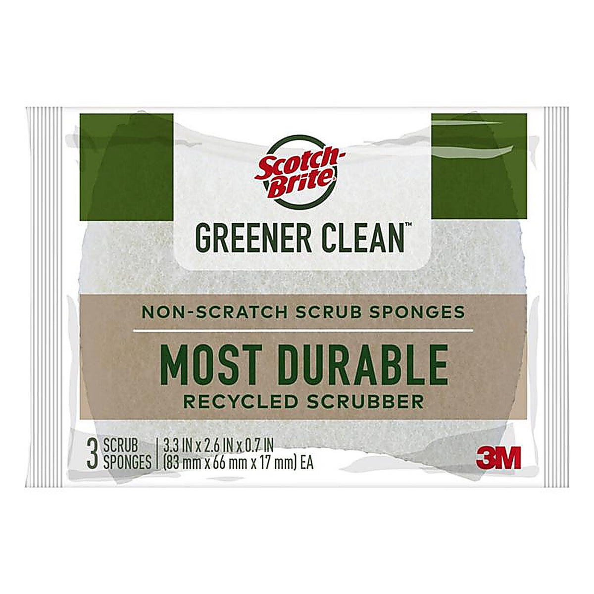 3M 97033 Scotch-Brite Non-Scratch Scrubber Sponge For Multi-Purpose 4.5 in. L 3/Pack