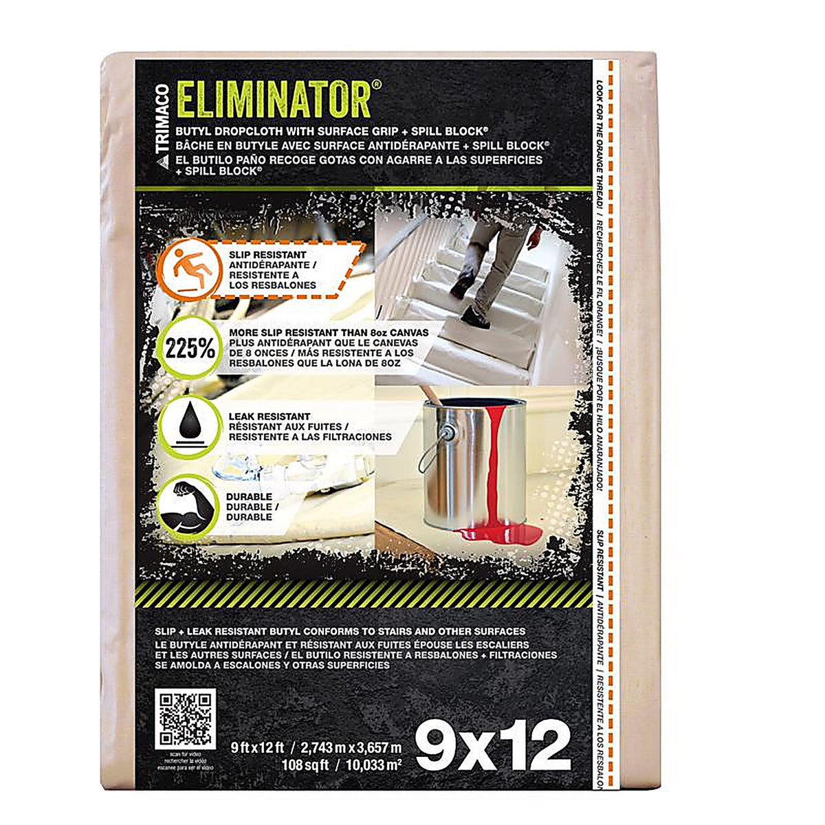 Trimaco 80321 Eliminator 9 W x 12 ft. L Butyl Coated Drop Cloth 1/Pack