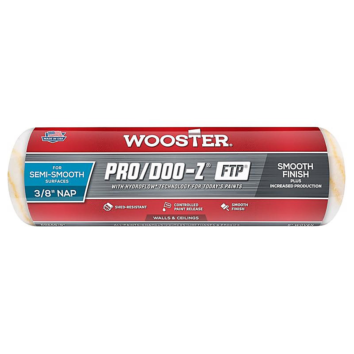 Wooster RR666-9 Pro/Doo-Z FTP Synthetic Blend 9 in. W x 3/8 in. Paint Roller Cover 1/Pack