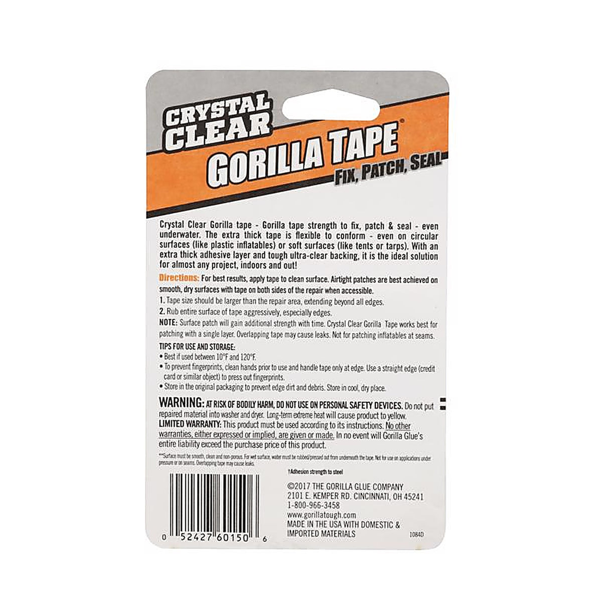 Gorilla 6015002 1.88 in. W x 5 yd. L Tape Clear