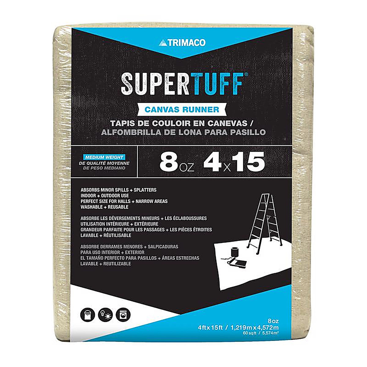 Trimaco 58908 SuperTuff 4 ft. W x 15 ft. L Canvas Runner 1/Pack
