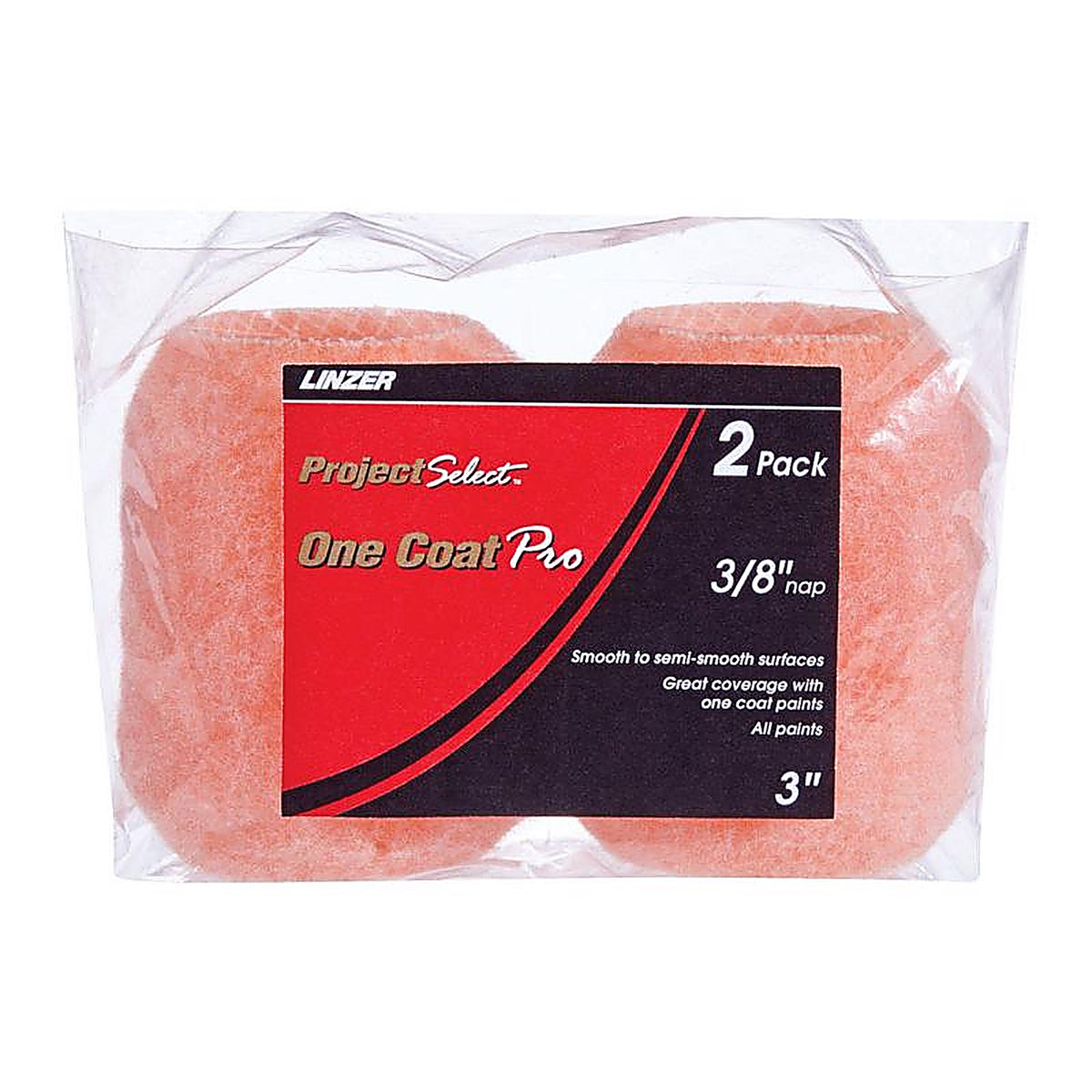Linzer RS 11432 0300 Project Selet One Coat Pro Polyester 3 in. W x 3/8 in. Regular Paint Roller Cover 2/Pack