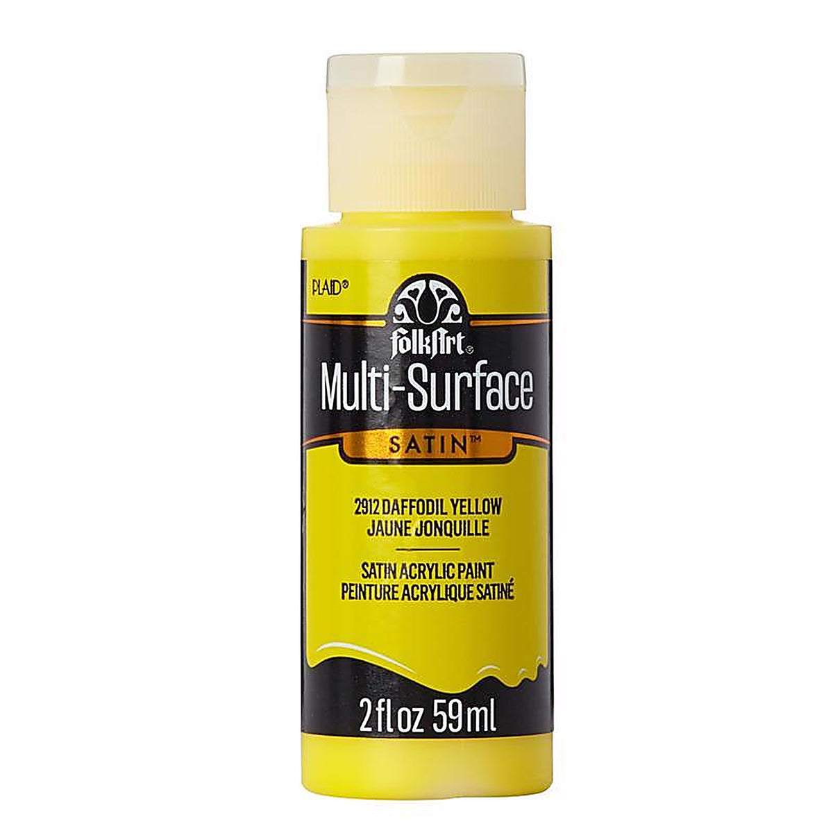 Plaid 2912 FolkArt Satin Daffodil Yellow Hobby Paint 2 oz.