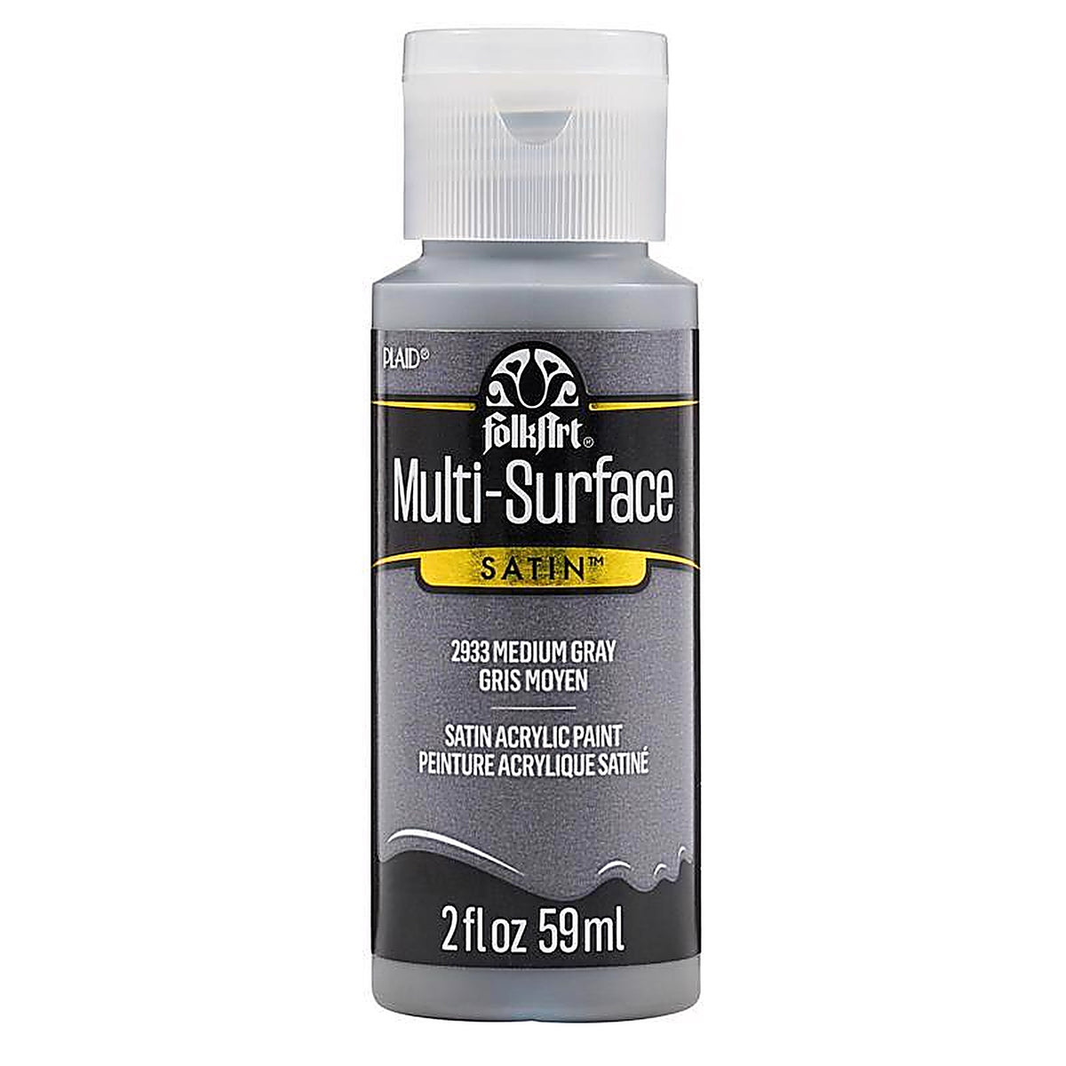 Plaid 2933 FolkArt Satin Medium Gray Hobby Paint 2 oz.