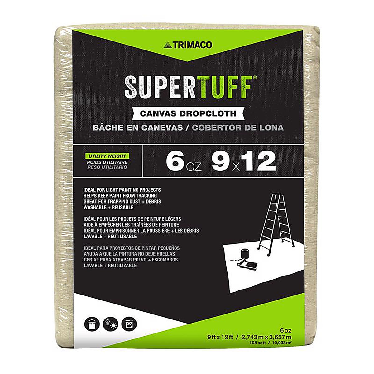 Trimaco 56701 SuperTuff 9 ft. W x 12 ft. L Canvas Drop Cloth 1/Pack