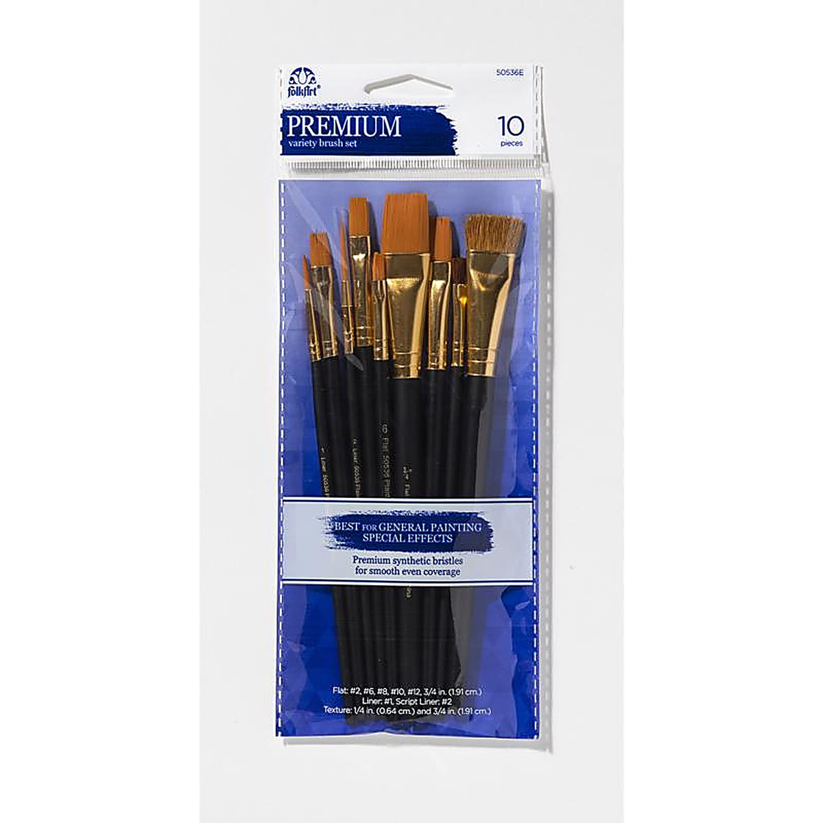 Plaid 50536E FolkArt Multiple Sizes in. W Flat Paint Brush Set