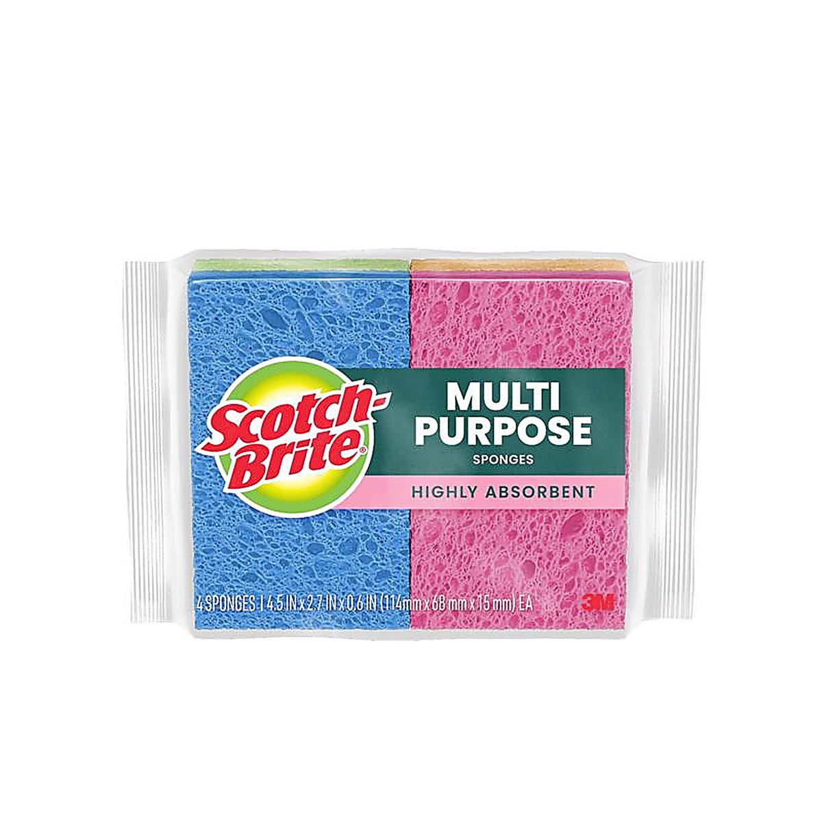 3M 7274-FD Scotch-Brite Ocelo Medium Duty Sponge For All Purpose 4/Pack