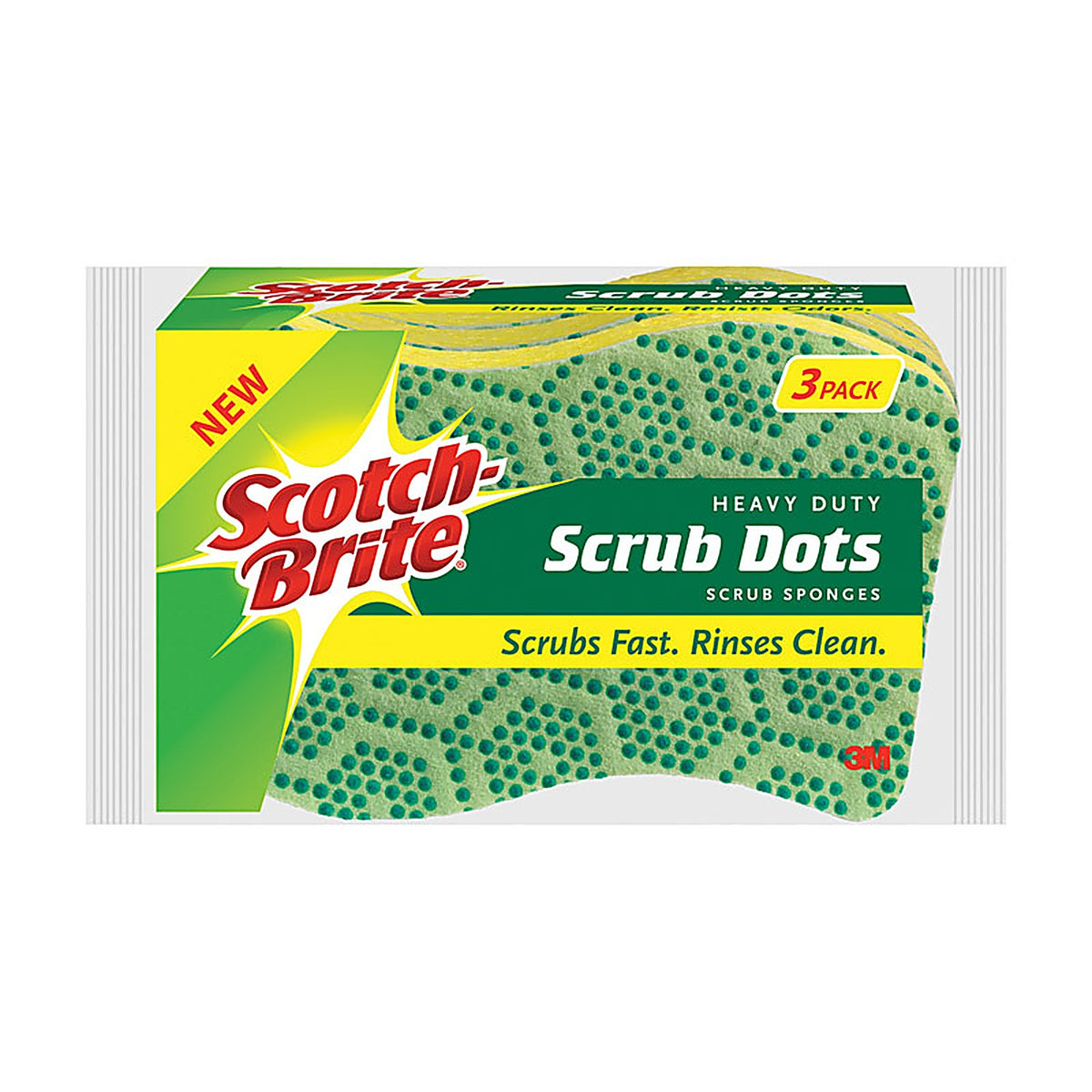 3M 30303-8 Scotch-Brite Heavy Duty Sponge For Pots and Pans 2.6 in. L 3/Pack