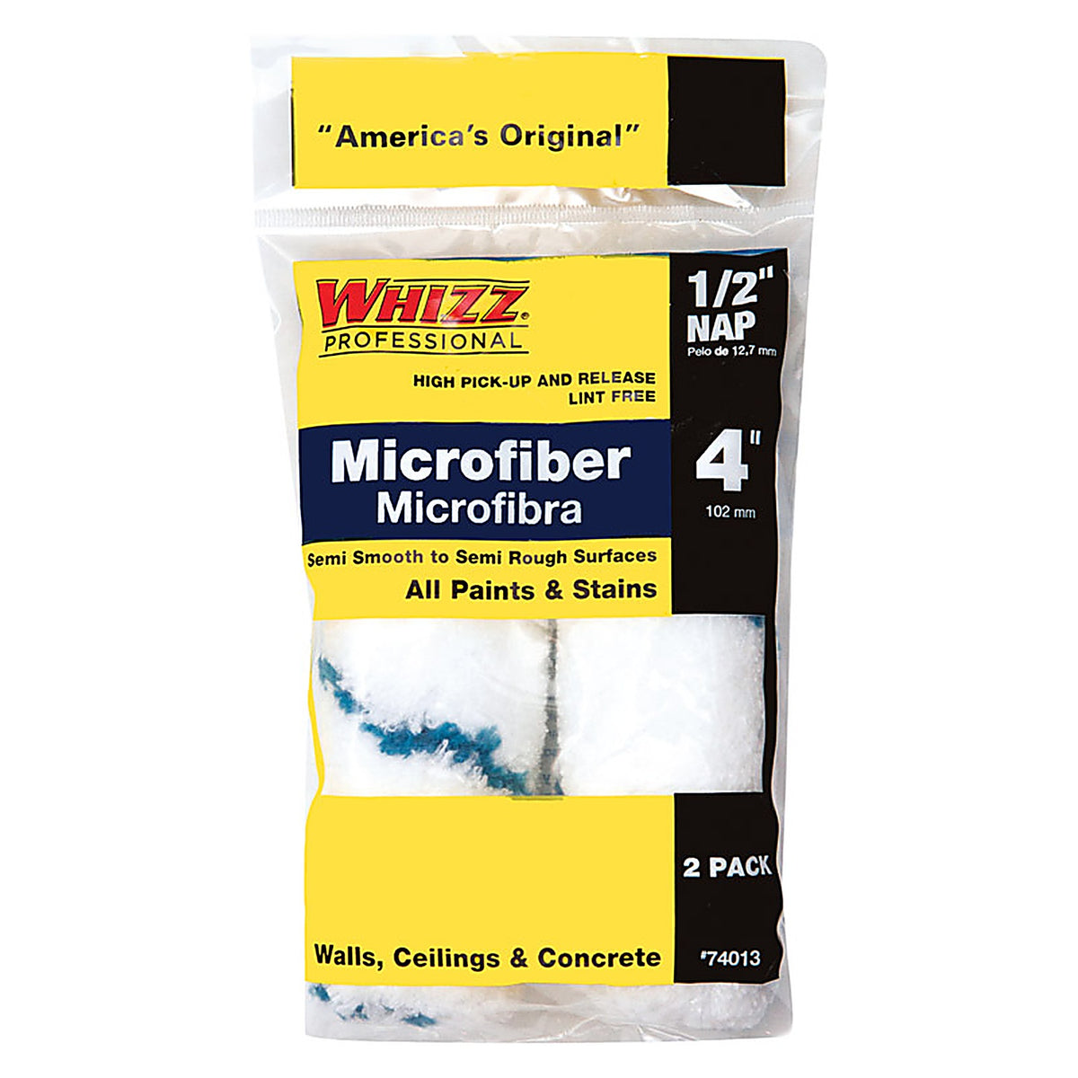 Whizz 74013 Xtrasorb Microfiber 4 in. W x 1/2 in. Mini Paint Roller Cover 2/Pack
