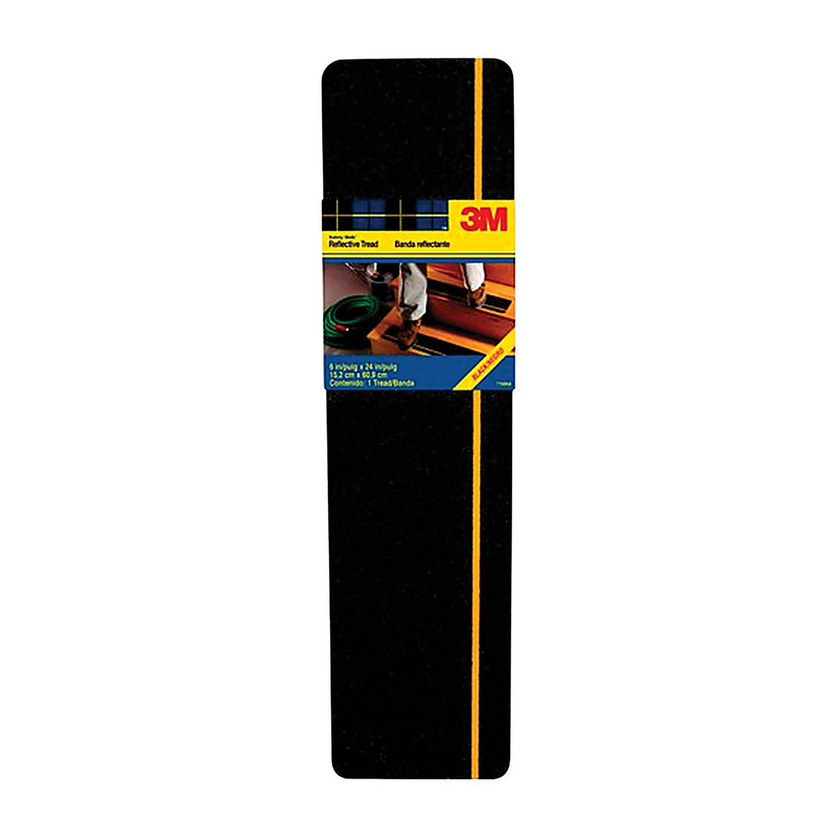 3M 600BY-T6X24 Safety-Walk Black Reflective Adhesive Tread 6 in. W x 2 ft. L 1/Pack
