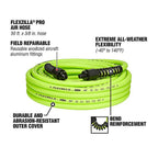 Flexzilla HFZP3850YW2 Pro 50 ft. L x 3/8 in. Dia. Hybrid Polymer Air Hose 300 psi Zilla Green