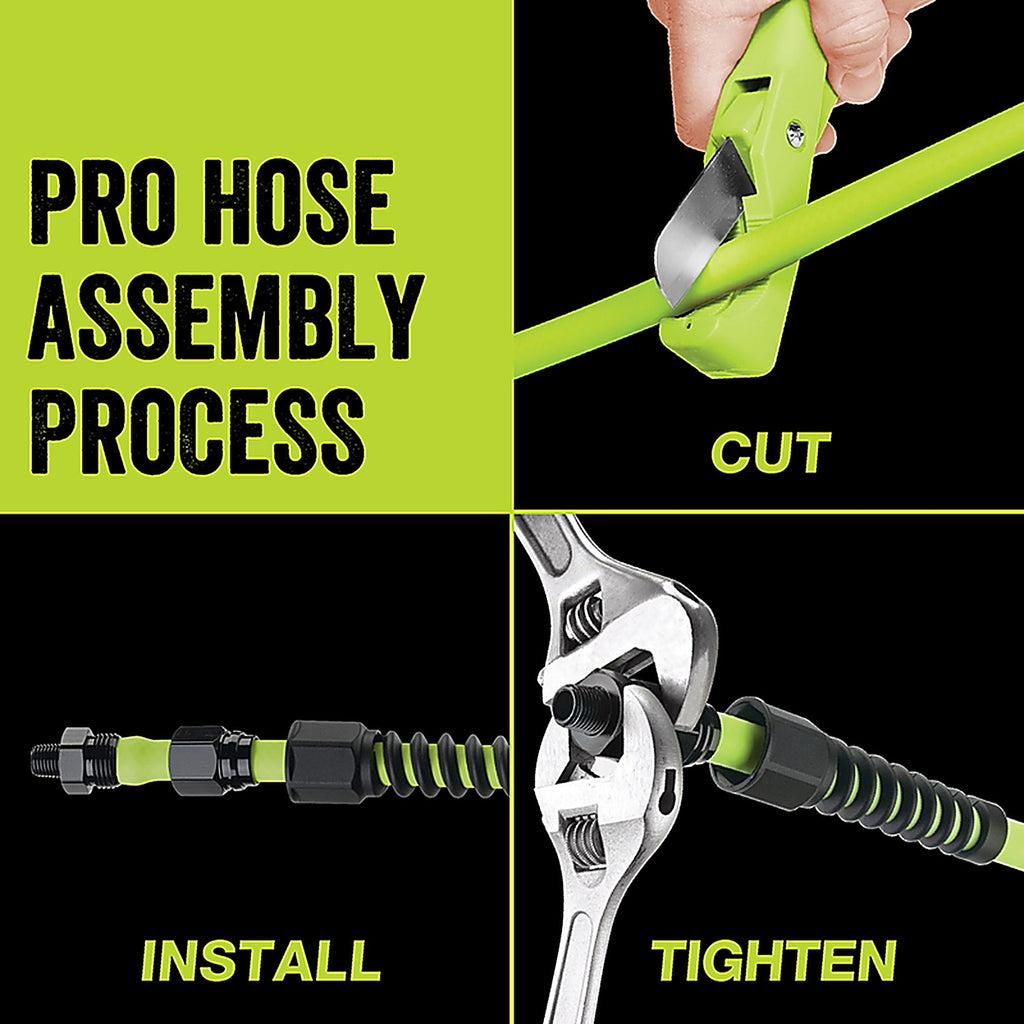 Flexzilla HFZ14250YW Pro 250 ft. L x 1/4 in. Dia. Hybrid Polymer Air Hose 300 psi Zilla Green